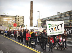 Under klimatdemonstrationen i Stockholm den 28 september deltog många föräldravrålare.