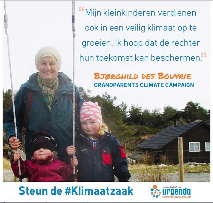 Bjørghild er også bidragsyter til den hollandske miljøstiftelsen Uregda, som fører et klimasøksmål mot staten. – Mine barnebarn har rett å vokse opp i et trygt klima, sier hun.