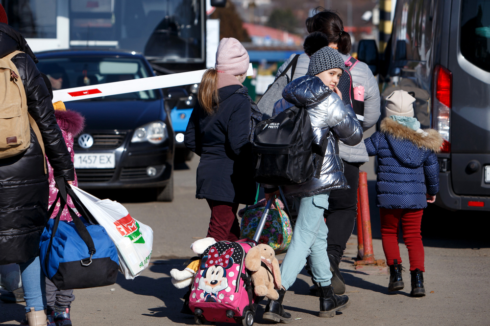 Refugees on Ukraine-Slovakia border